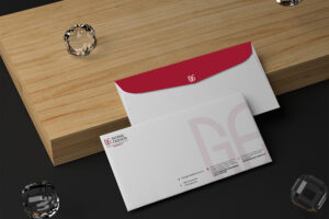 Global Fashion envelope design by Brand Impressions