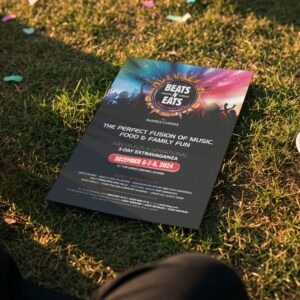 Beats & Eats event flyer design by Brand Impressions