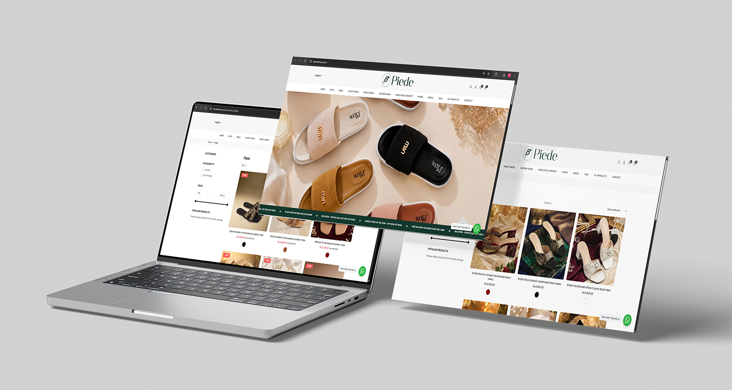 Piede Shoes web development design by Brand Impressions